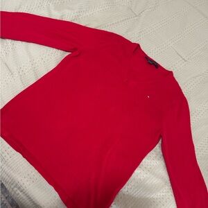 Tommy Hilfiger Red V-Neck Sweater